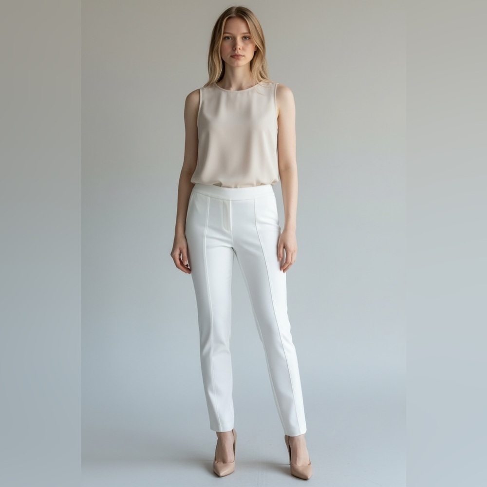 New Directions Petite White Slim Fit Pants Size 4p Nwt